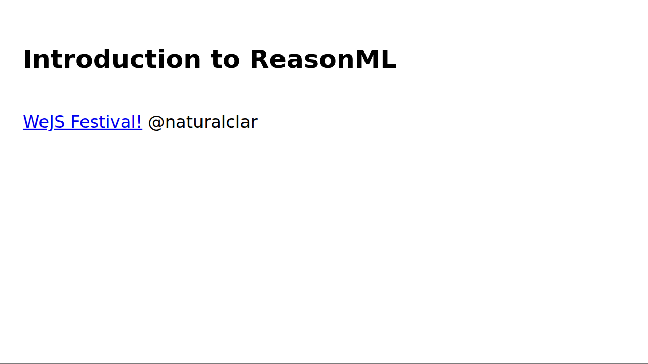 Introduction to ReasonML
